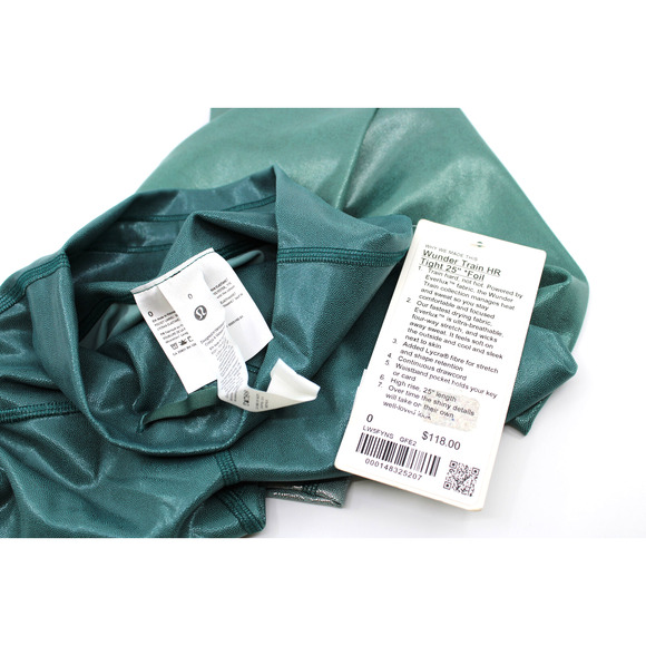 B2 New Lululemon Wunder Train HR Tight 25” Foil Green LW5FYNS GFE2 Size 0 $118 - Picture 3 of 4